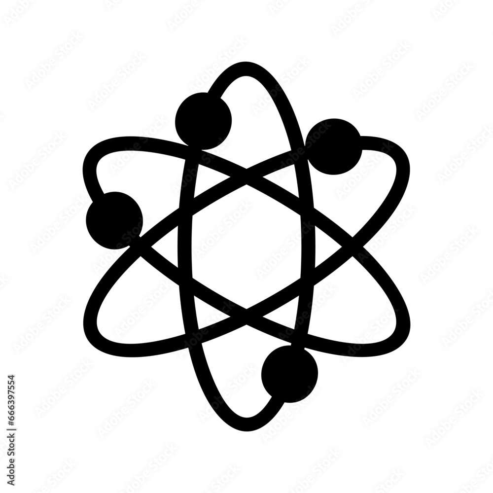 Atom Glyph Icon pictogram symbol visual illustration Atom Glyph Icon pictogram symbol visual illustration