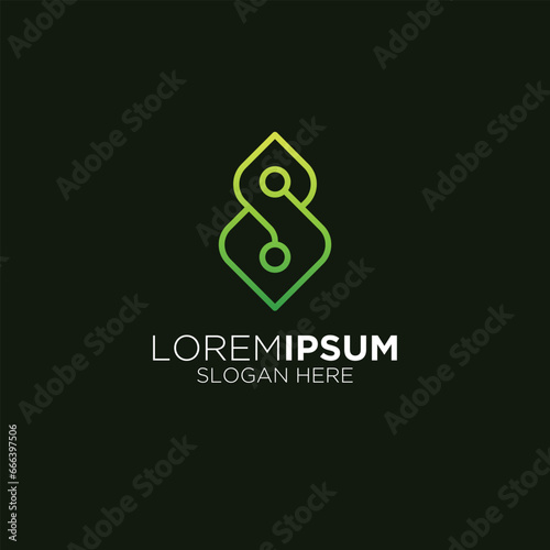 letter s modern leaf logo design
