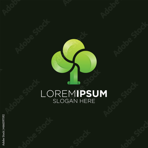 modern gradient tree logo design