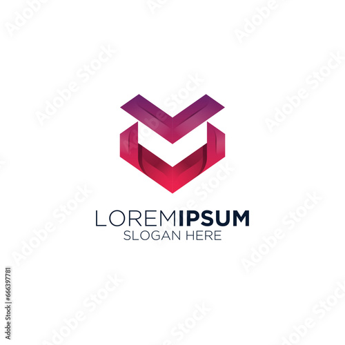 abstract crown robot logo design