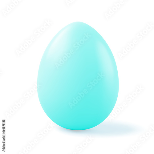 Blue glossy chicken egg Easter traditional symbol 3d icon realistic vector illustration