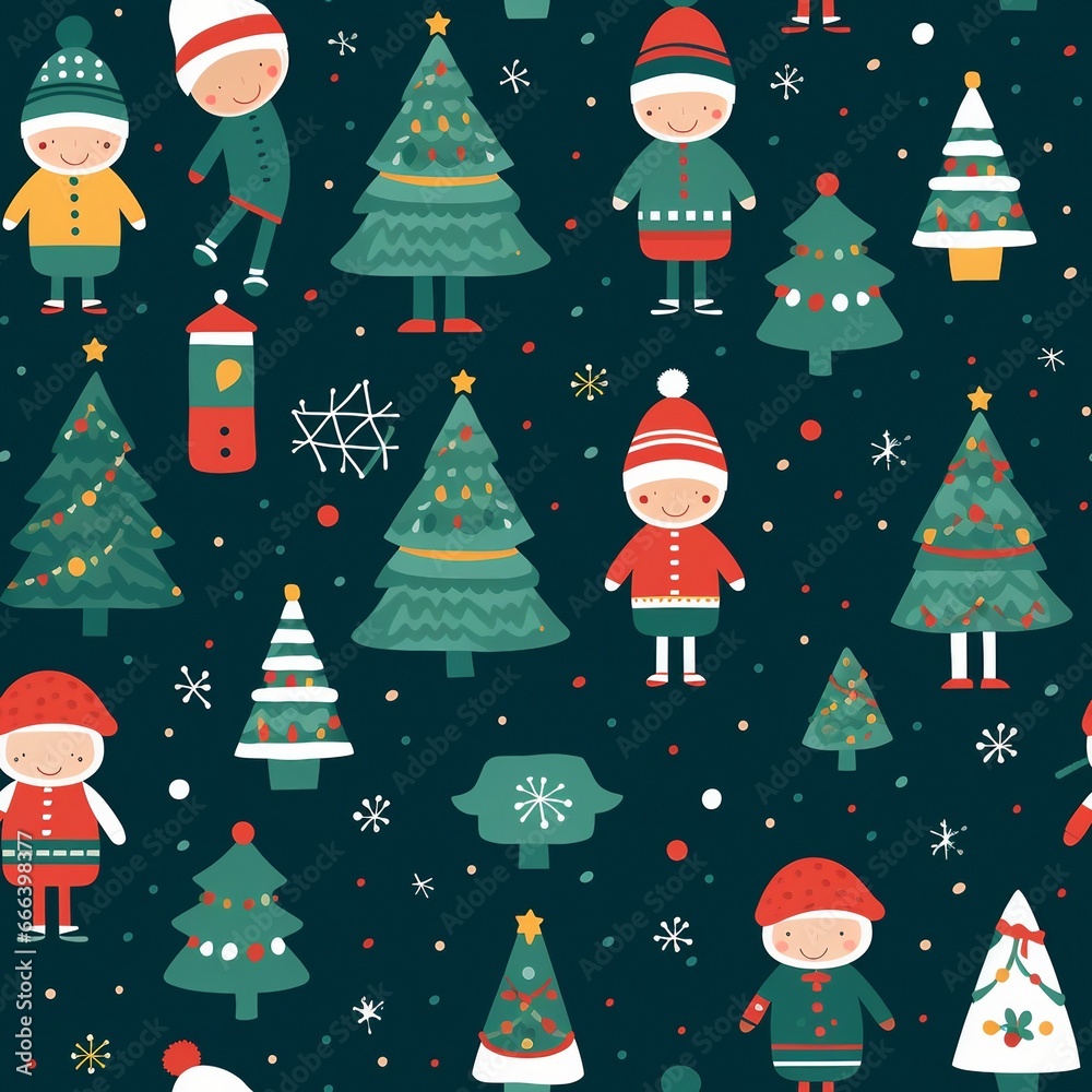 Seamless Pattern Kids' Christmas Background
