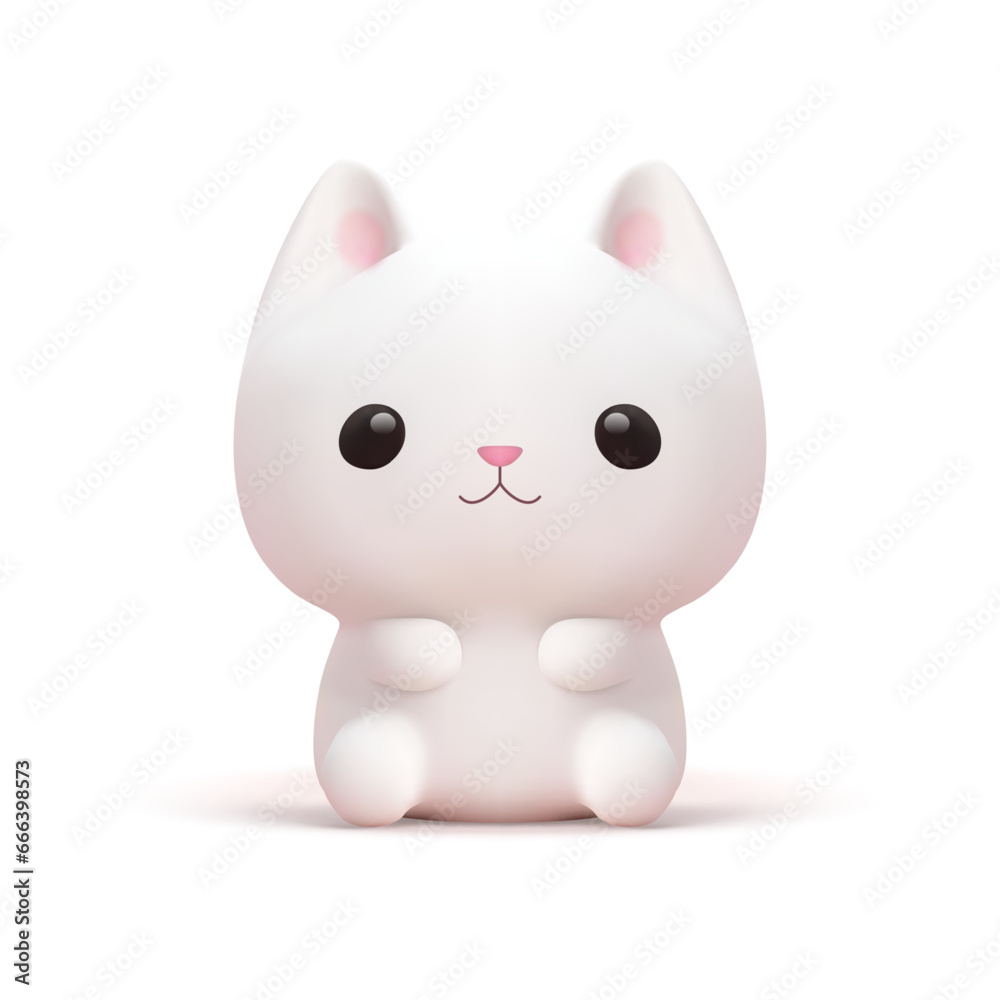 Lovely baby cat kitten kitty kawaii figurine 3d icon realistic vector illustration Lovely baby cat kitten kitty kawaii figurine 3d icon realistic vector illustration