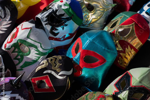 Принти на полотні Mexican lucha libre mask on a market, carnival masks country