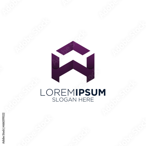 letter M and H logo design