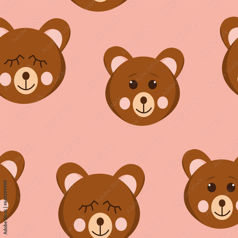 bear seamless pattern. cute animal in flat style. bear seamless pattern. cute animal in flat style.