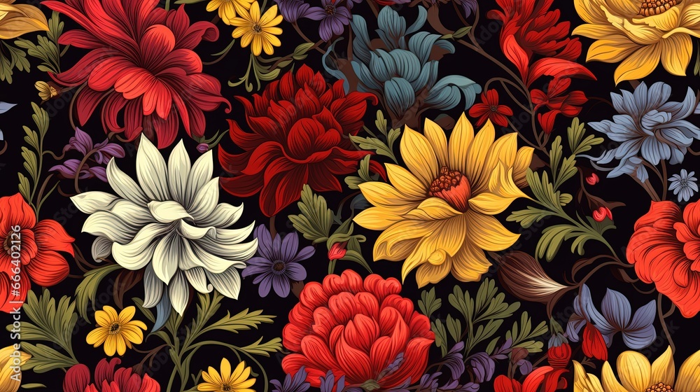 Seamless Floral Pattern Wallpaper with Exotic Style

