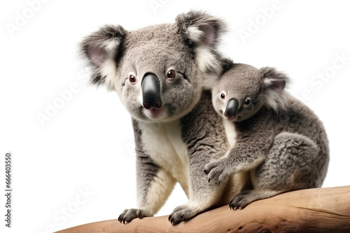 Koala with its cute cub  cut out