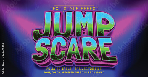 Jump scare Text Style Effect. Editable Graphic Text Template.