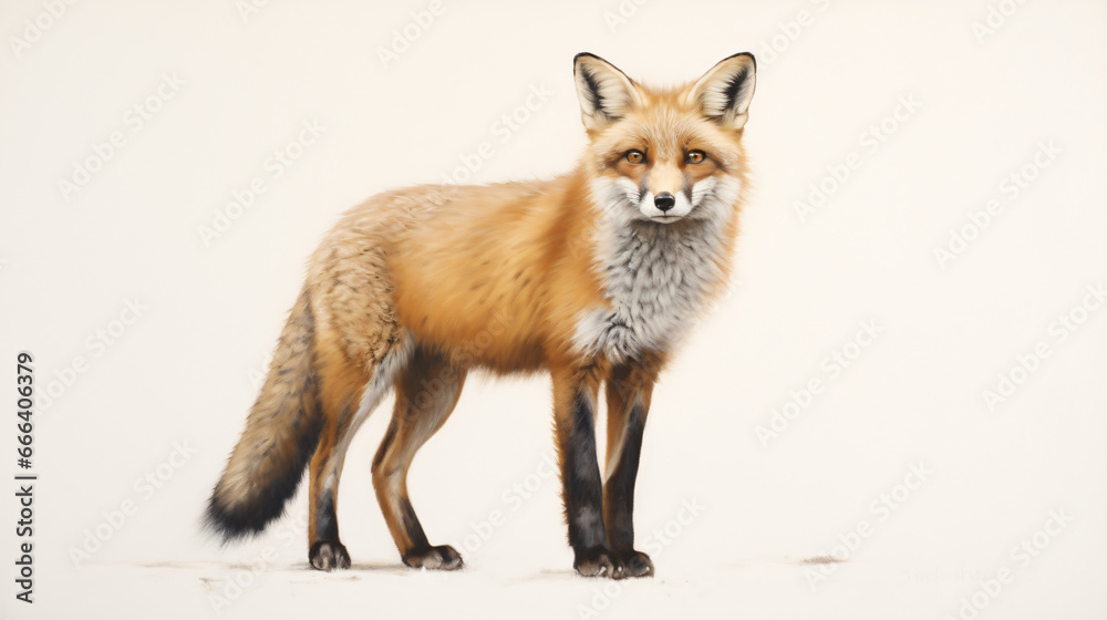 Fox painting against a white background