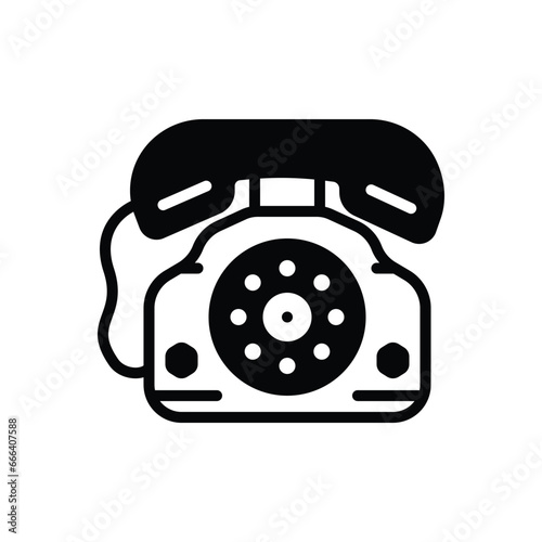 Black solid icon for telephone