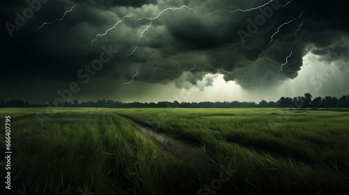 storm clouds over the field