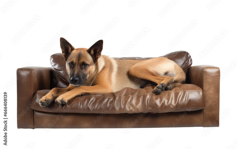 Furry Friend on Sofa on White or PNG Transparent Background.