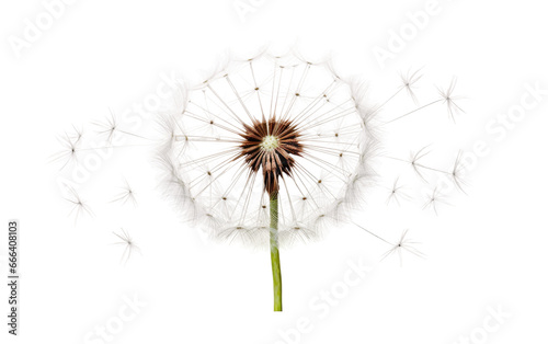 Delicate Dandelion Blossom on White or PNG Transparent Background.