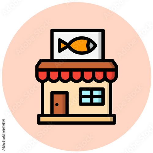 Fish shop Vector Icon Design Illustration