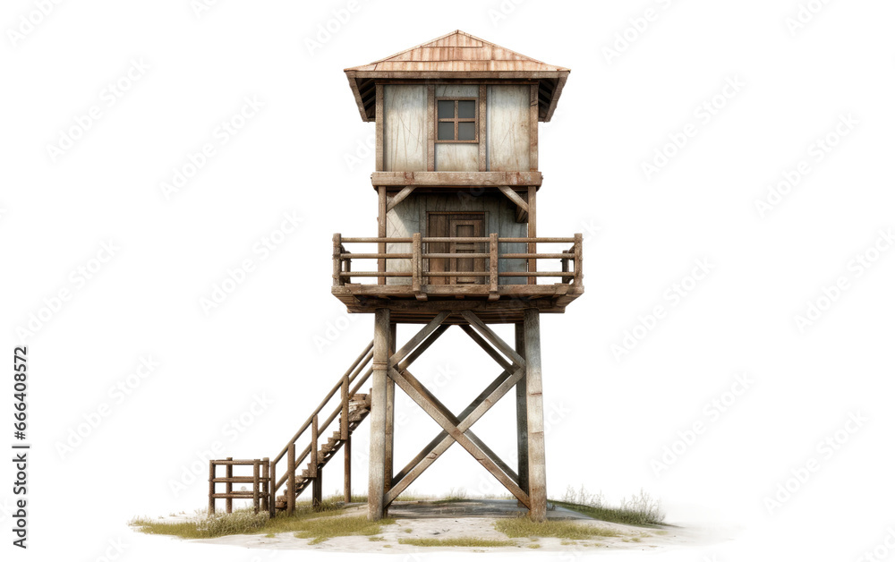 Historical Guard Tower on White or PNG Transparent Background.