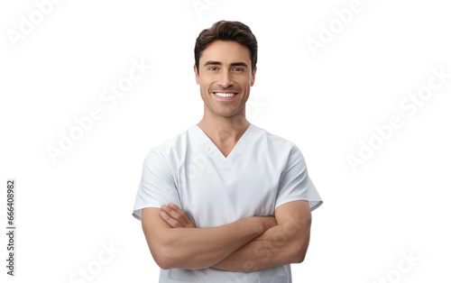 Realistic Male Dental Assistant on White or PNG Transparent Background.