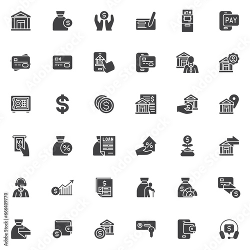 Banking operations vector icons set