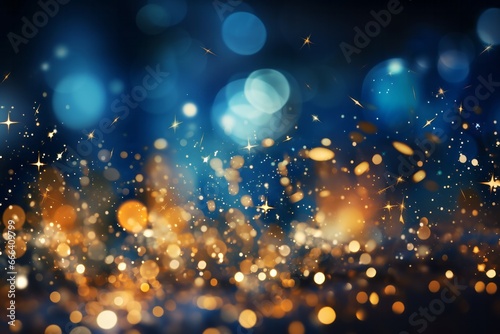 Blue and Gold Glitter Sparkles, Dazzling Textures, Background, Wallpaper, Graphic Elements, Bokeh, Magical, Mystical, Close Up