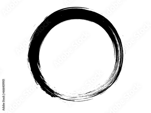 筆書きのシンプルな丸の背景イラスト（黒色）