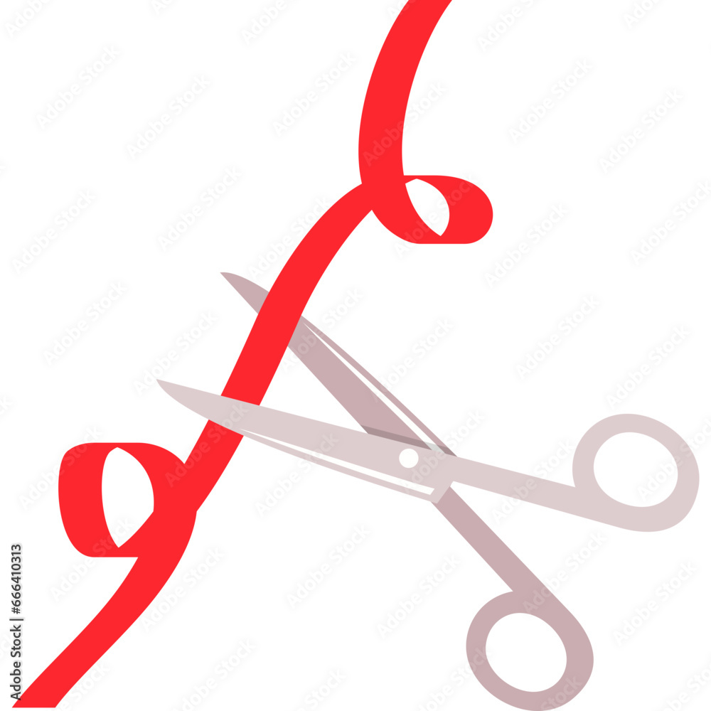 Scissors Cutting Ribbon Scissors Cutting Ribbon
