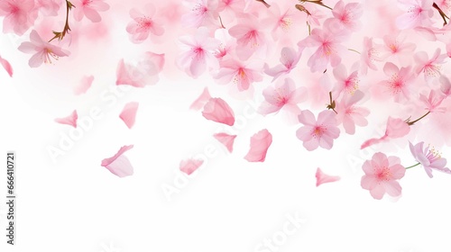 Pink sacra flower petals falling. Isolated transparent background. 