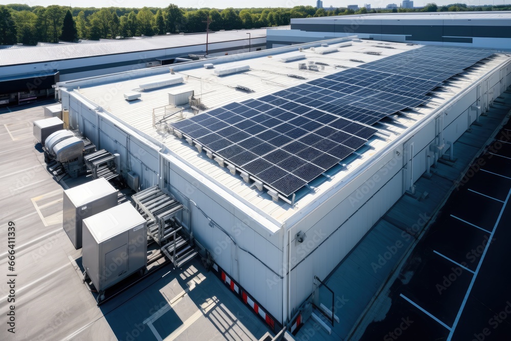 Fototapeta premium Solar power panels and HVAC Systems with Automation