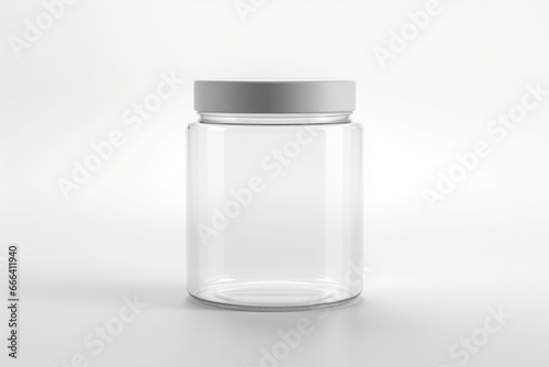 Plain empty plastic jar with a cover. Generative AI