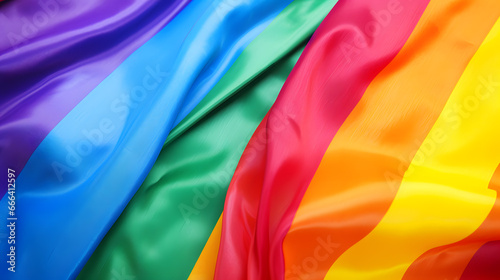 Flowing Rainbow Flag with Vibrant Colors and Silky Texture.