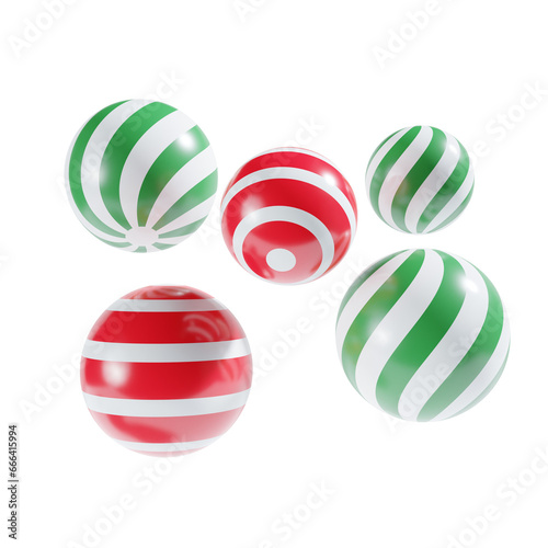 ball 3d christmas illustration with three angle