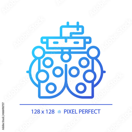 2D pixel perfect gradient phoropter icon, isolated vector, thin line illustration representing eye care.