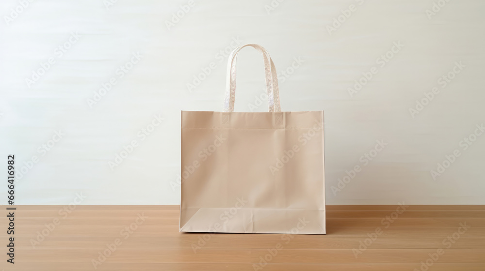 Mock-up of recycled shopping bag. Blank template on backdrop. Copy space. Mock-up of recycled shopping bag. Blank template on backdrop. Copy space.