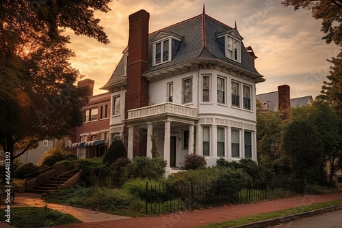 Afternoon view of iconic house in Washington DC. Generative AI © Vesper