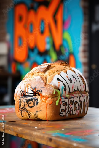 painted in the style of graffiti bread