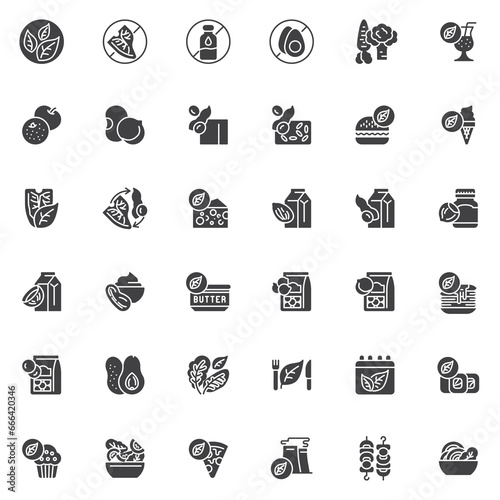 Vegetarian meal menu vector icons set
