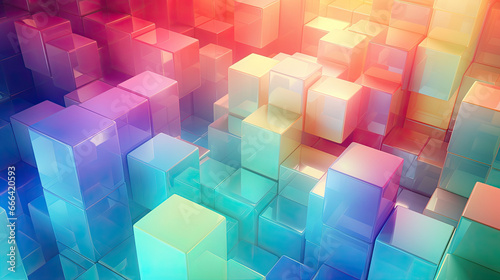 Texture background with random 3d multicolored cubic metal boxes