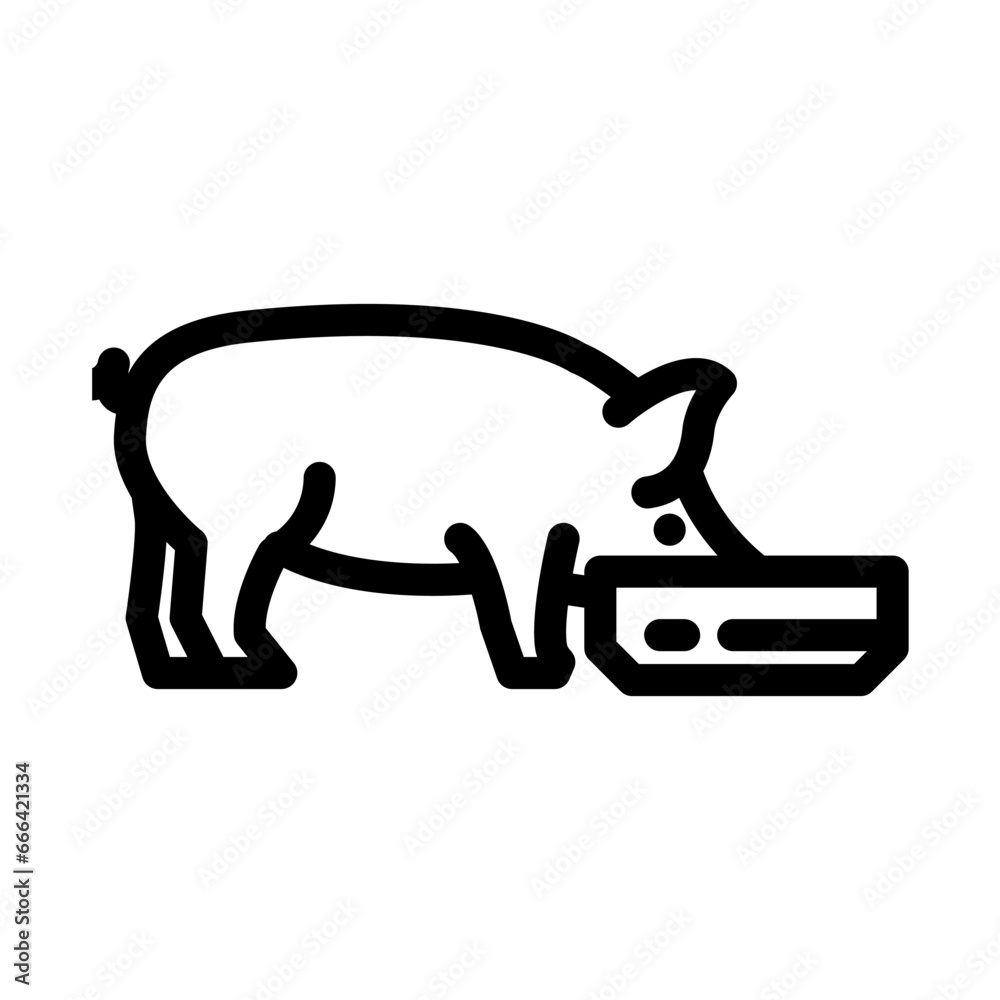 pig feeding farm line icon vector. pig feeding farm sign. isolated contour symbol black illustration pig feeding farm line icon vector. pig feeding farm sign. isolated contour symbol black illustration