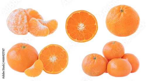 Set of tangerines isolated on white background.
