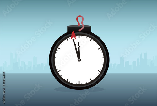 Time bomb, The flame nearly detonated the bomb. Deadline concept.