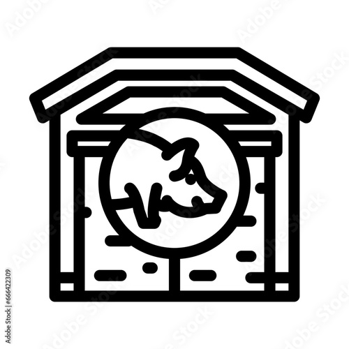 pig farm line icon vector. pig farm sign. isolated contour symbol black illustration