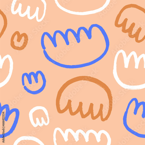 Abstract doodle shapes, seamless pattern, texture design. Endless background ...
