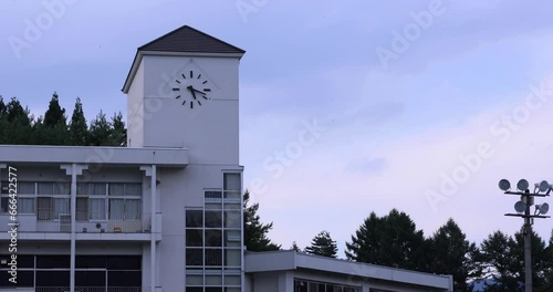 A closed elementary school building at the country side in Gunma telephoto shot