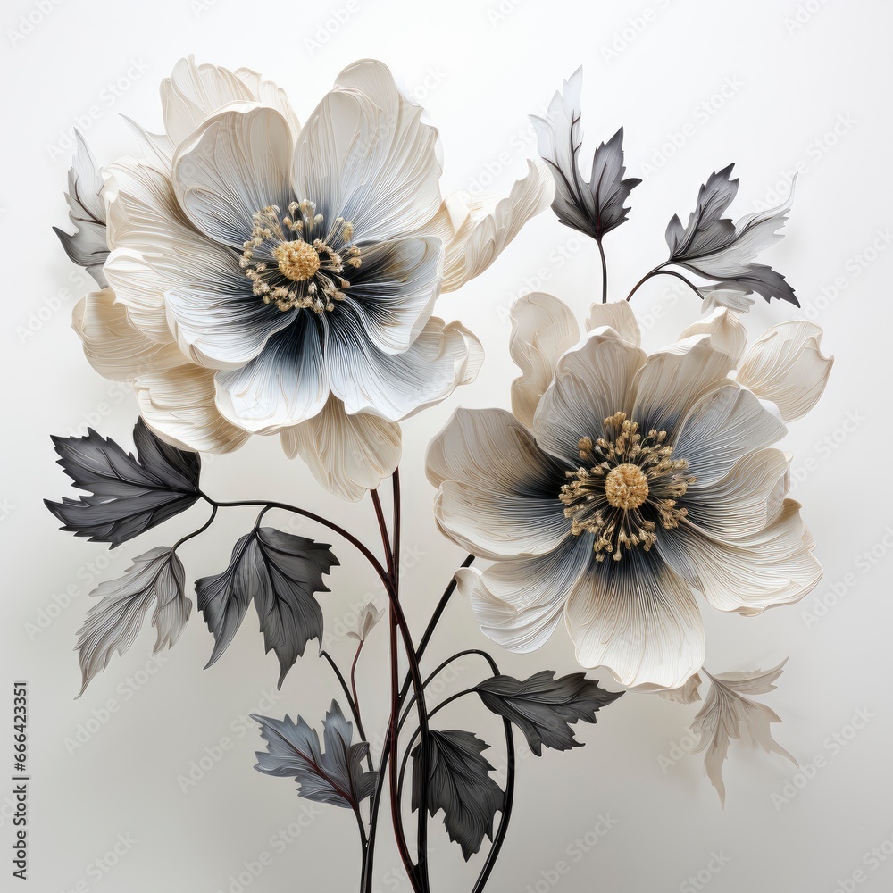 Botanical Flower Design ,Hd, On White Background