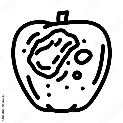 apple rotten food line icon vector. apple rotten food sign. isolated contour symbol black illustration