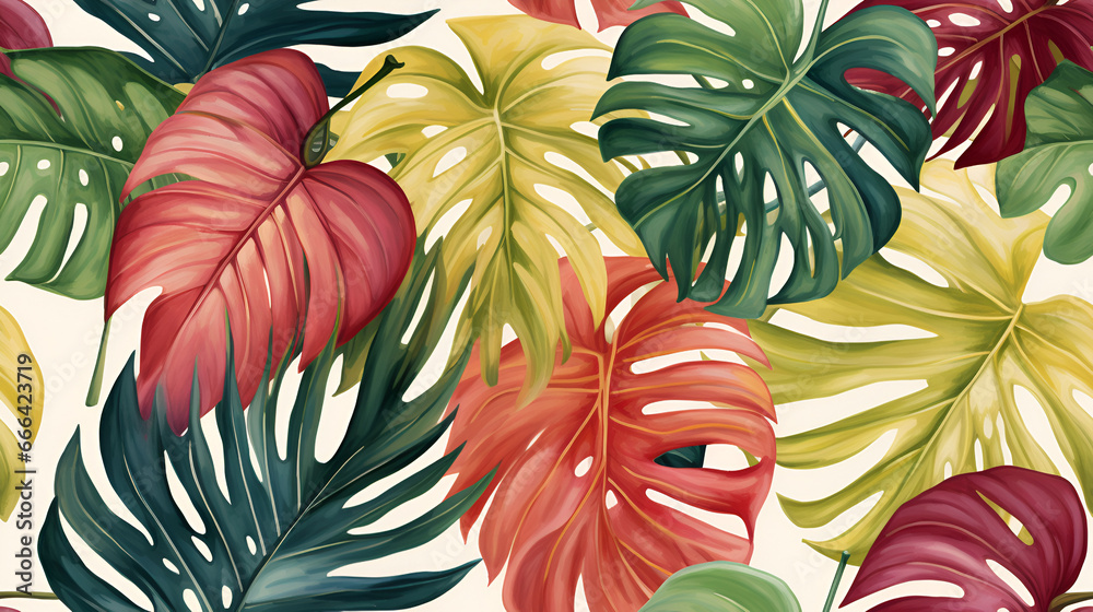 seamless pattern of water color tropical leaves seamless pattern of water color tropical leaves
