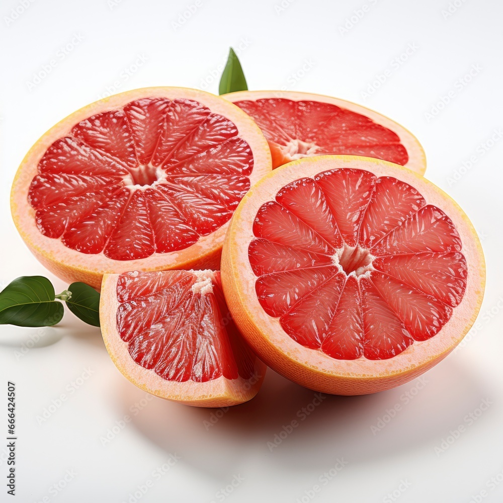 Close Up Photo Whole Sliced Grapefruit ,Hd, On White Background Close Up Photo Whole Sliced Grapefruit ,Hd, On White Background