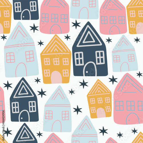 Christmas seamless pattern. New year background vector illustration for wrapping paper, fabric, clothes, textile
