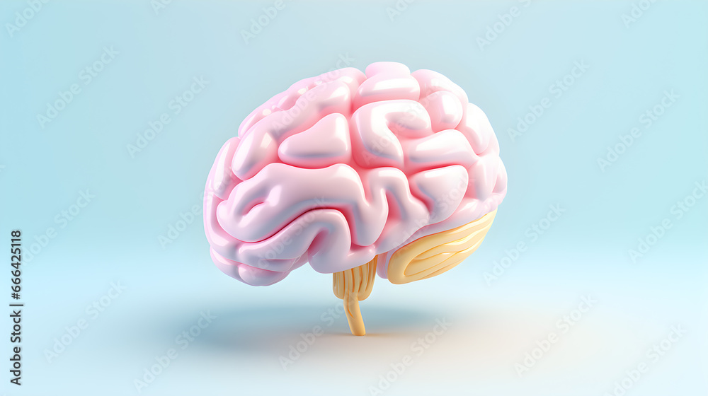 Pink 3D brain model blue background. An intelligence concept of the brain controlling the body's systems. intellectual development enhance imagination idea .generative ai. Pink 3D brain model blue background. An intelligence concept of the brain controlling the body's systems. intellectual development enhance imagination idea .generative ai.