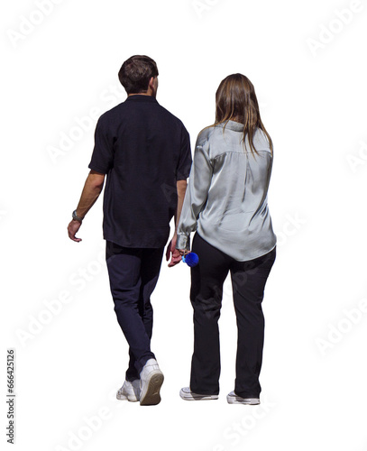 un homme et une femme vus de dos qui marchent