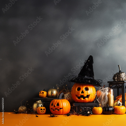 Halloween Pumpkin Spiderwebs Illustration Background